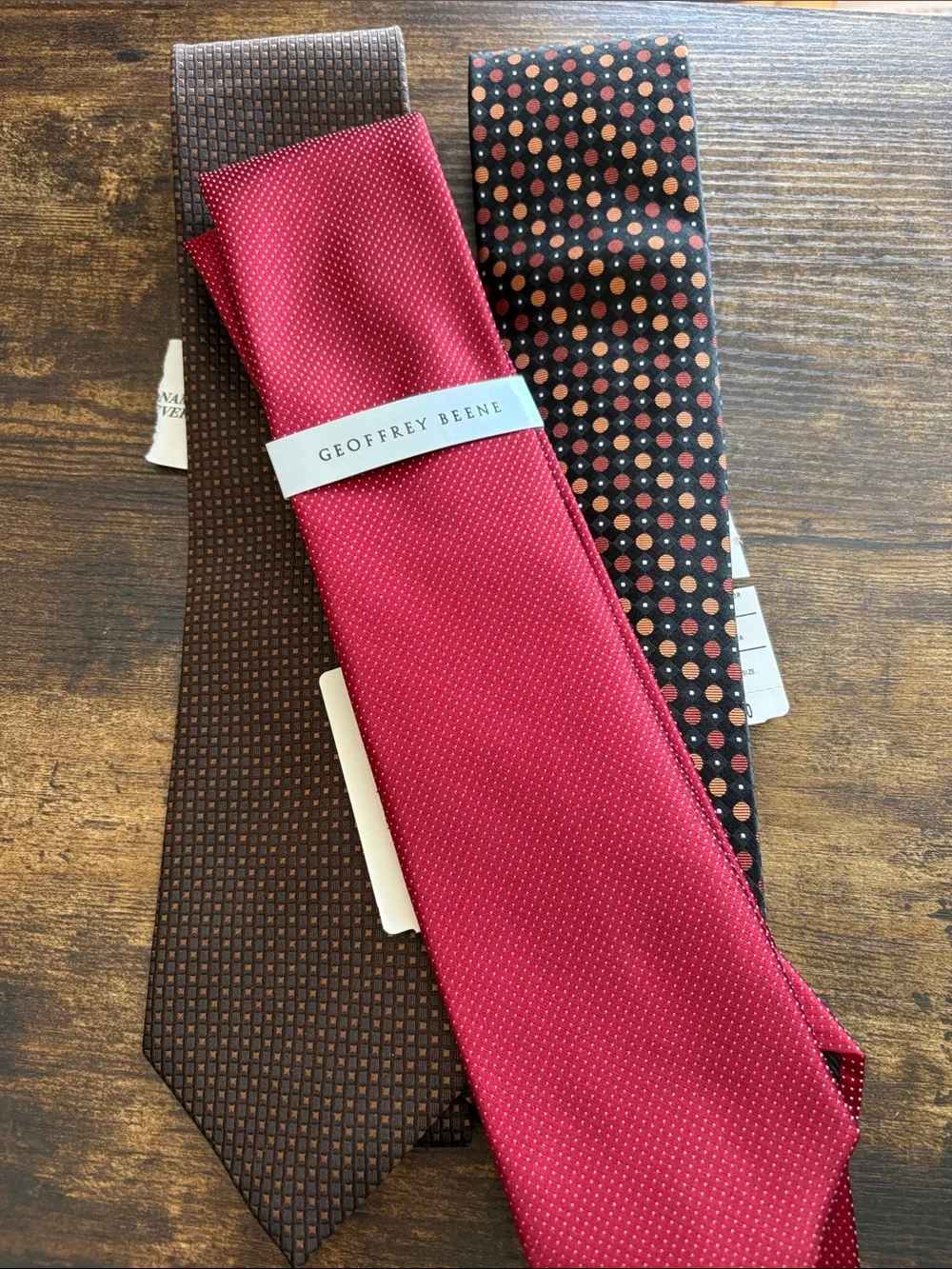 NWT—Lot of 3 Polka Dot Ties. Geoffrey Beene, Kenneth Cole & Croft and Barrow
